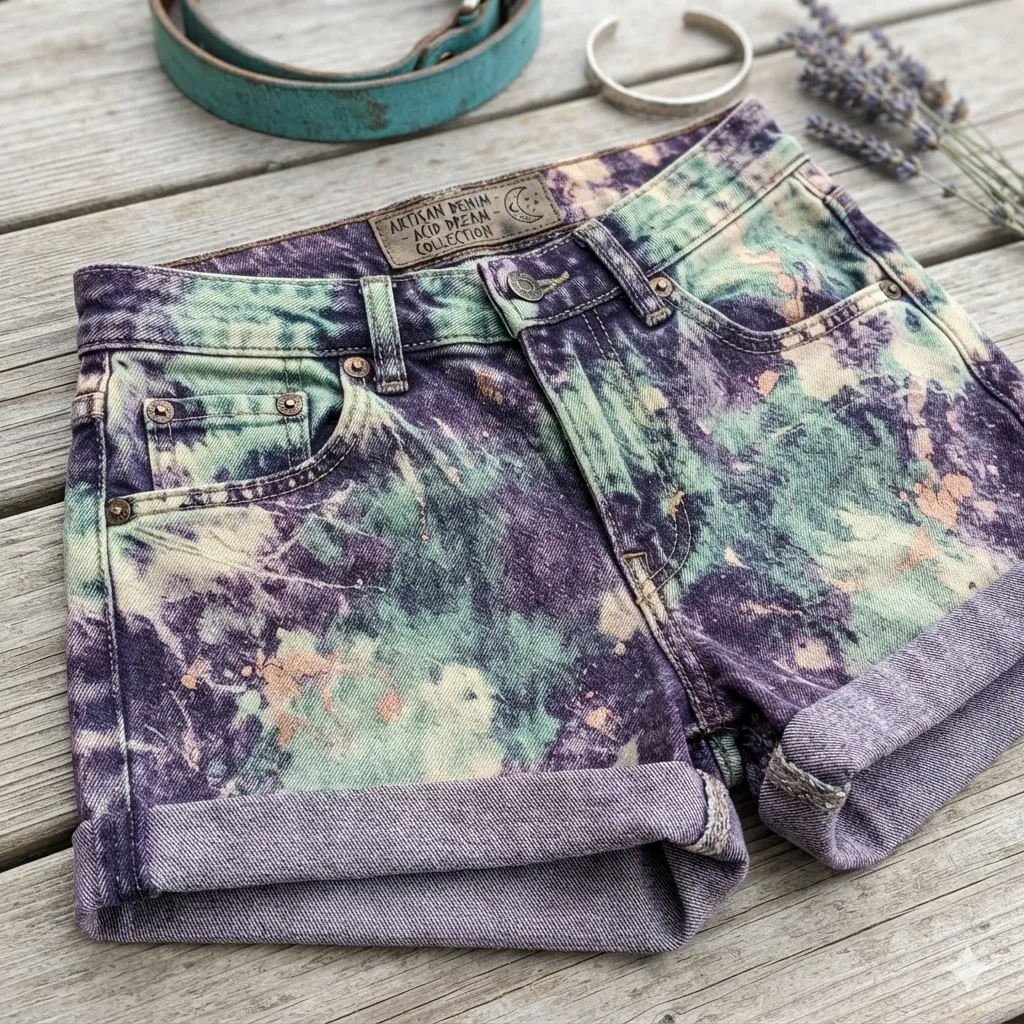 Custom Denim Acid Wash Shorts